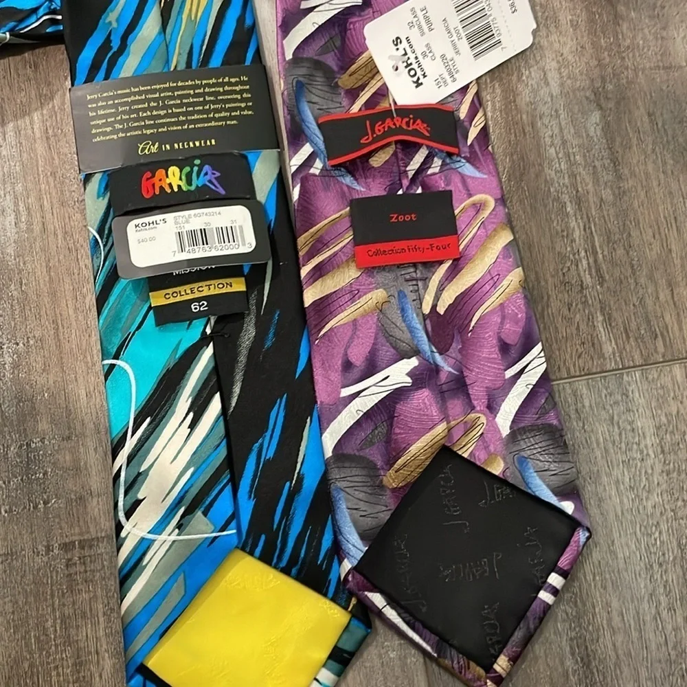 Jerry Garcia Silk Necktie Tie NEW California Mission Collection & Zoot set of 2